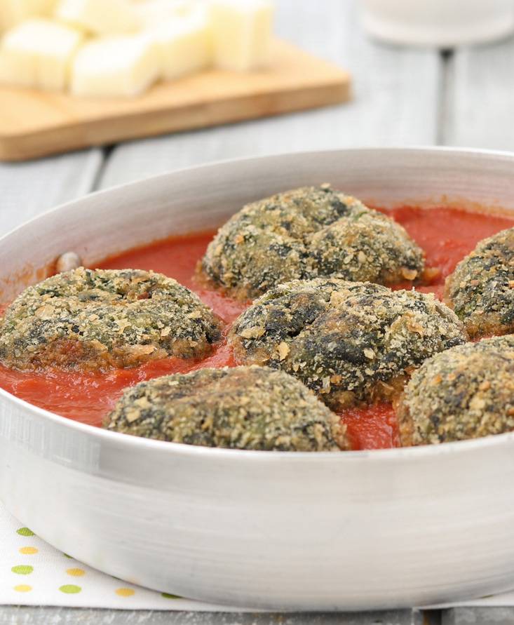 Polpette di spinaci al sugo